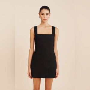 Posse Alice mini dress - black linen size XS